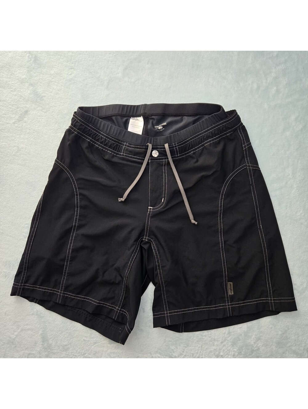 Shebeest Women's Large Black 2-in-1 Cycling Baggy Shorts Padded Liner Blue Chamo